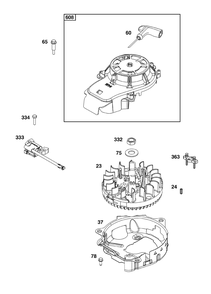 Flywheel, Ignition, And Starter Group Diagram and Parts List for 115P02-0007-H5 100000 - 19Z999 Briggs and Stratton Engine